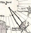 Trajet suivi par les avions d'Amundsen de King's Bay jusqu'au 88 de lattitude Nord, et, de ce point,  la terre du Nord-Est, au Spitzberg.